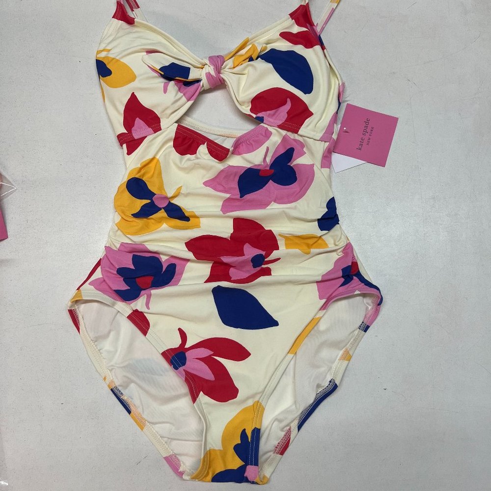 Kate Spade One Piece Bathing Suit Style Ivory with Peekaboo Hole